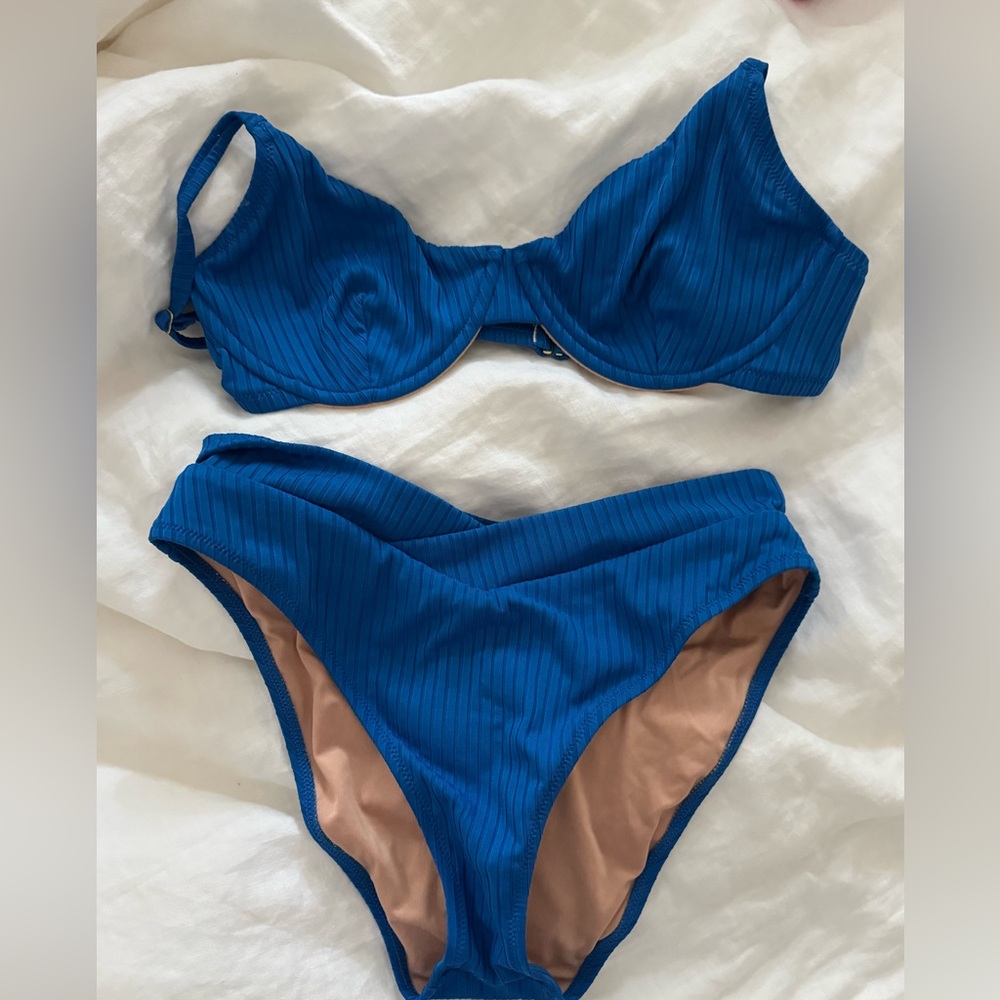 J Crew Wide Rib French bikini top & crossover cheeky bottom